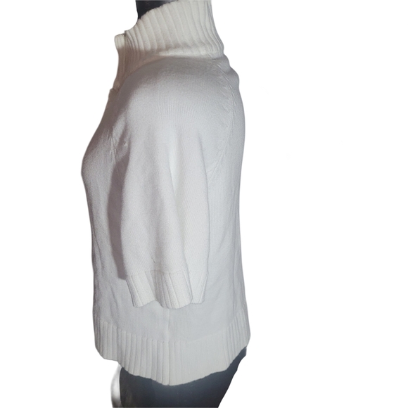 Coco Y Club White Short Sleeve Button-Up Mock Neck Sweater S - Picture 5 of 7